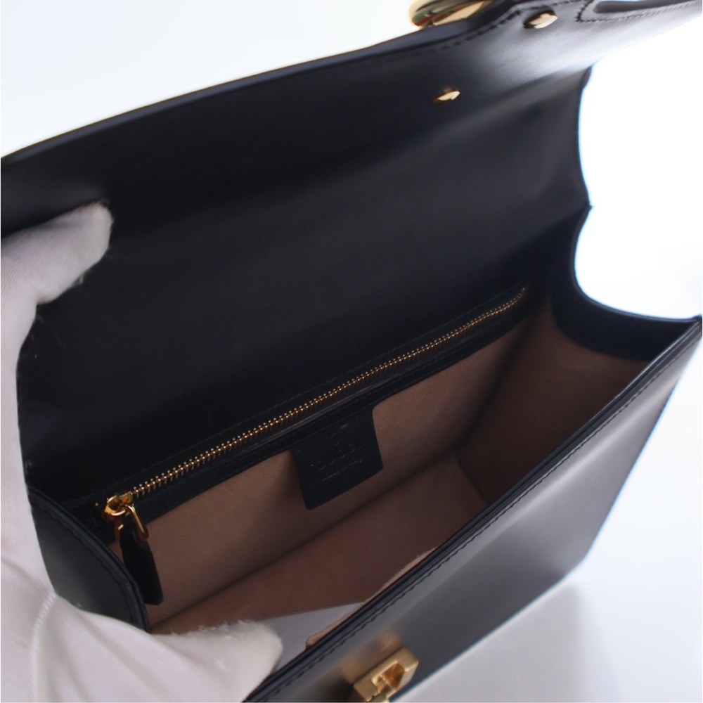 Gucci Sylvie Black and Green Shoulder Bag with Gold Accents - Picture 9 of 12